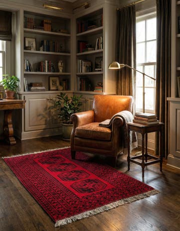 3' 4 x 6' 4 Hand Knotted Afghan Akhche Wool Rug