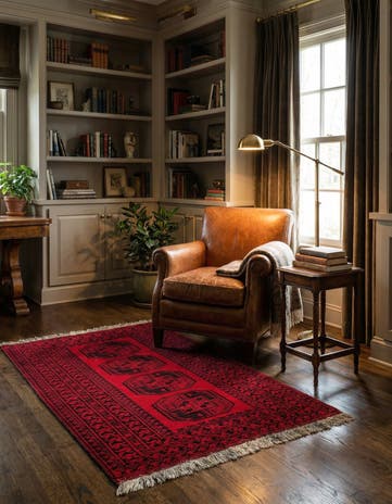 3' 4 x 6' 4 Hand Knotted Afghan Akhche Wool Rug
