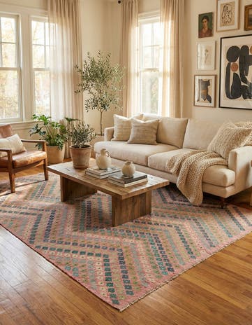 7' 4 x 9' 7 Hand Woven Kilim Modern Wool Rug