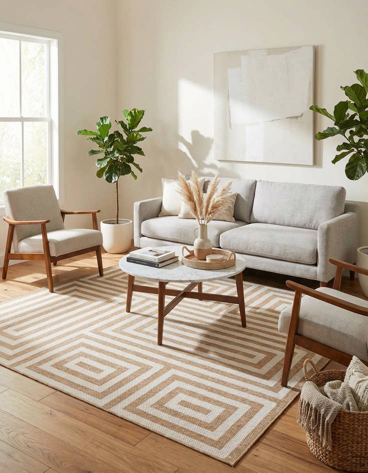 Detail image of 7' 10 x 7' 10  Washable Modern Indoor / Outdoor Square Rug