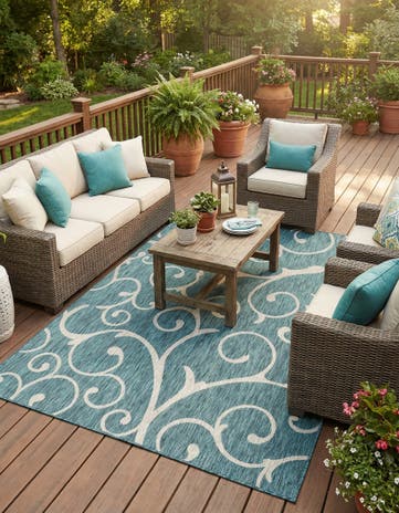7' x 10' Easy-Clean Botanical Indoor / Outdoor Rug