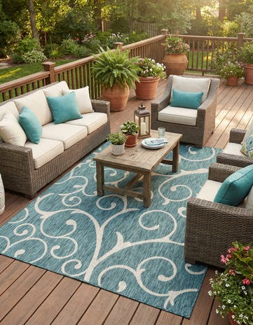 7' x 10' Easy-Clean Botanical Indoor / Outdoor Rug