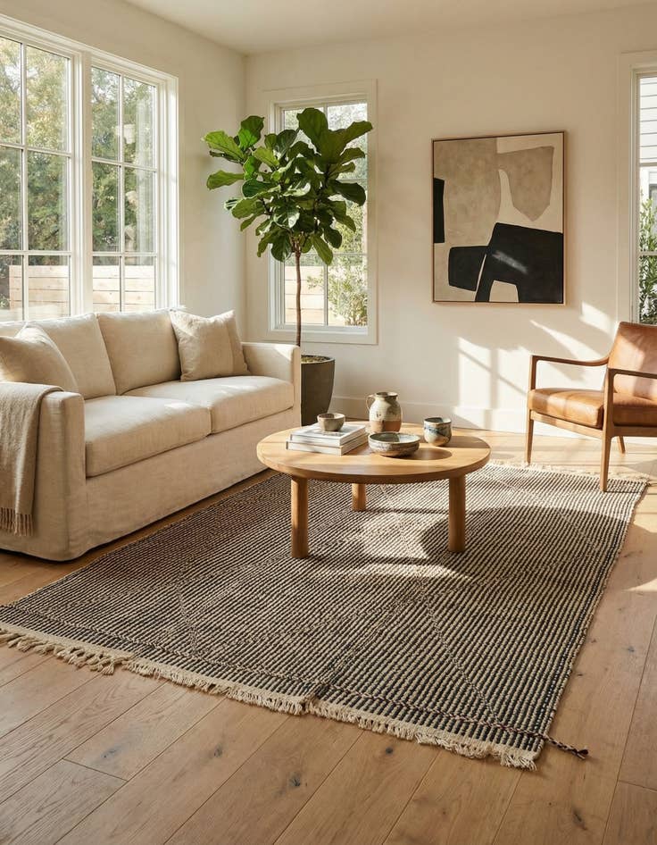 Detail image of 5' 8 x 8' 6  Hand Woven Kilim Modern Wool Rug