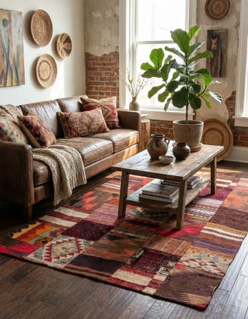 4' x 6' Hand Woven Kilim Patchwork Wool Rug