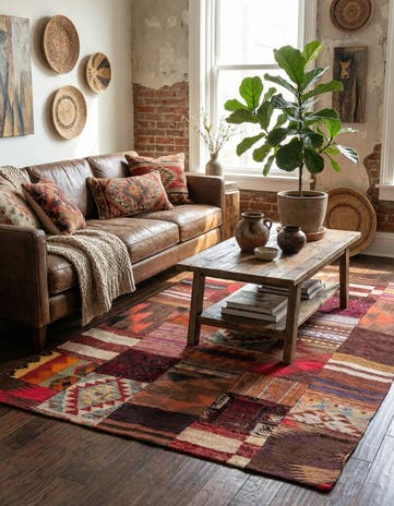 4' x 6' Hand Woven Kilim Patchwork Wool Rug