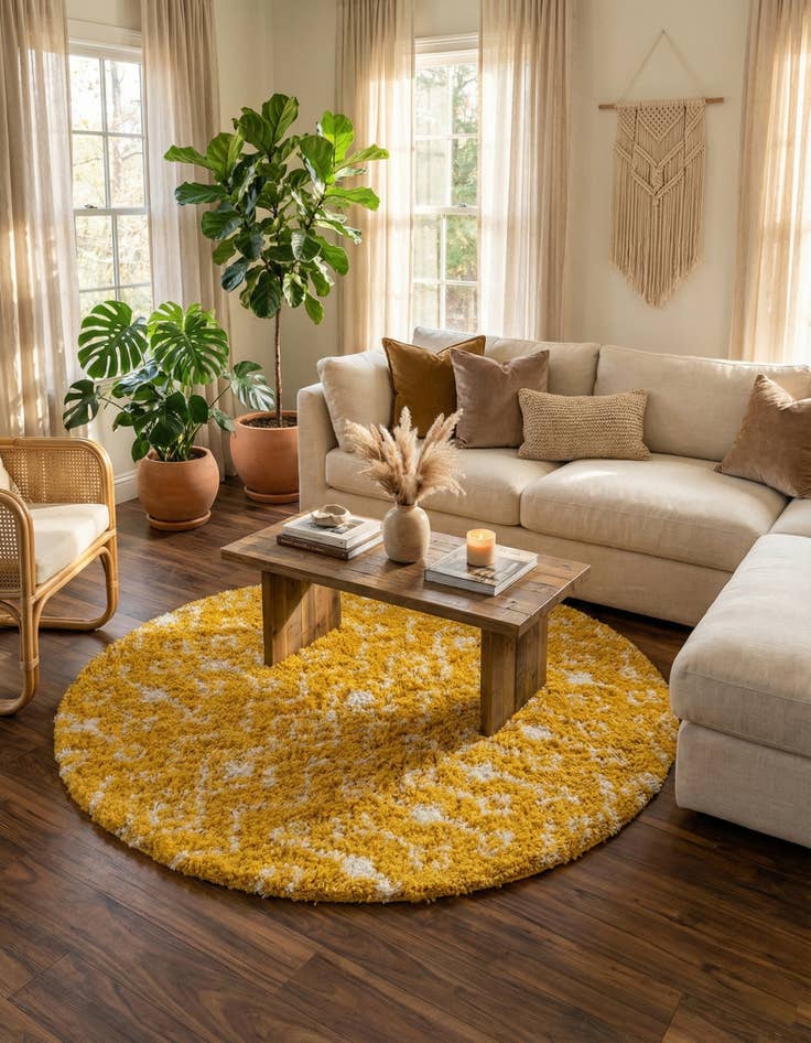 Detail image of  10' x 10' Moroccan Trellis Shag Round Rug