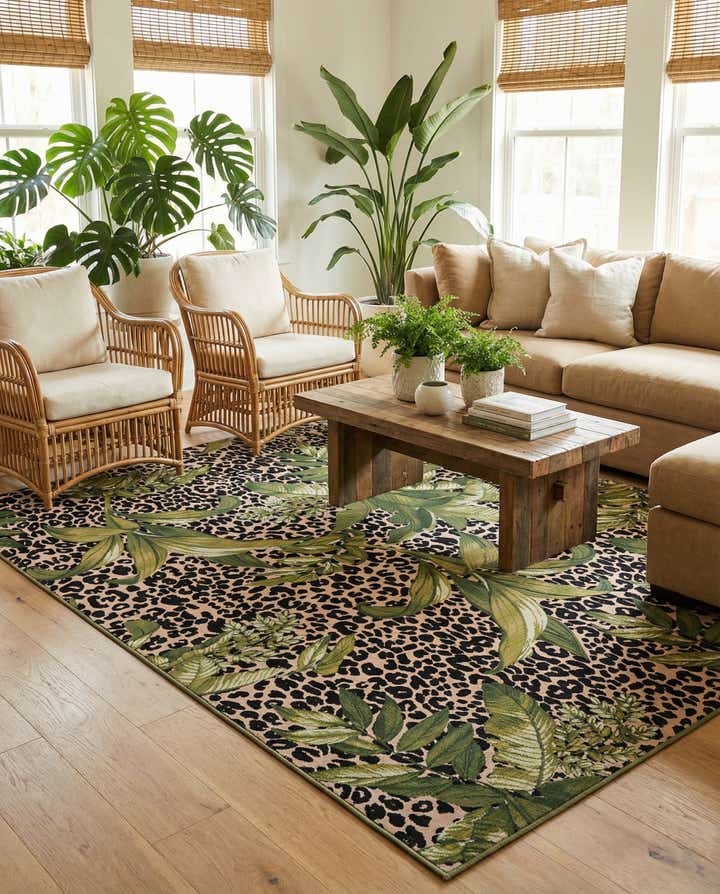 9' x 12' Easy-Clean Botanical Indoor / Outdoor Rug