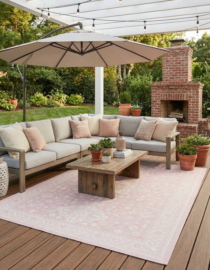 Detail image of 10' x 14'  Washable Aztec Indoor / Outdoor Rug