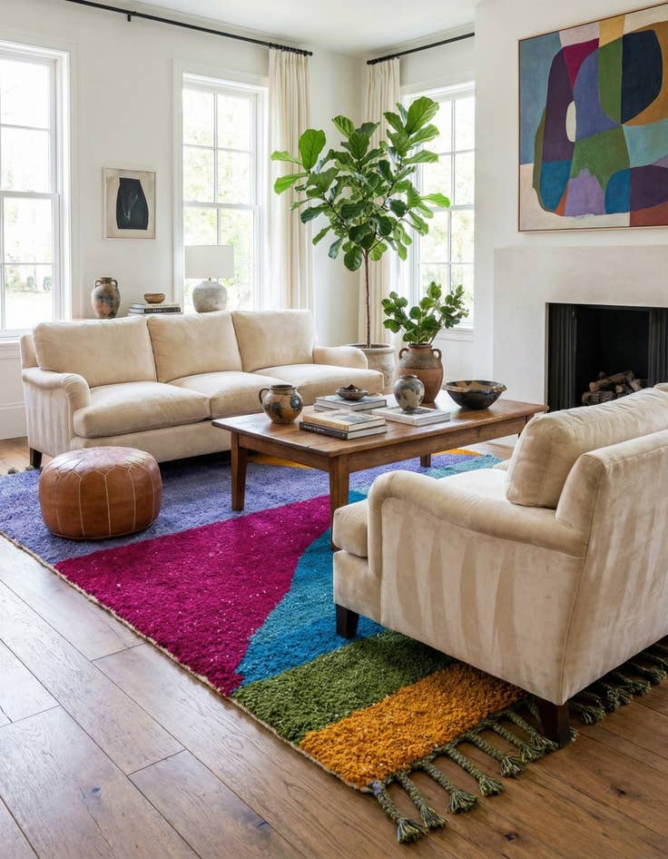 Detail image of 5' 7 x 8'  Hand Knotted Moroccan Wool Rug