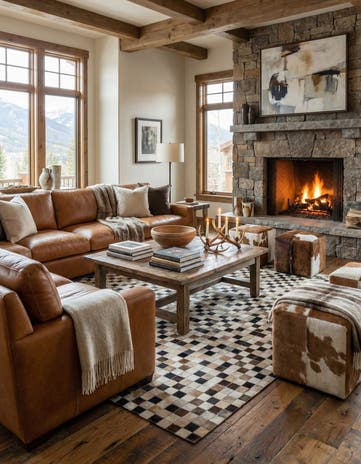 5' 1 x 8' Cowhide Leather Rug