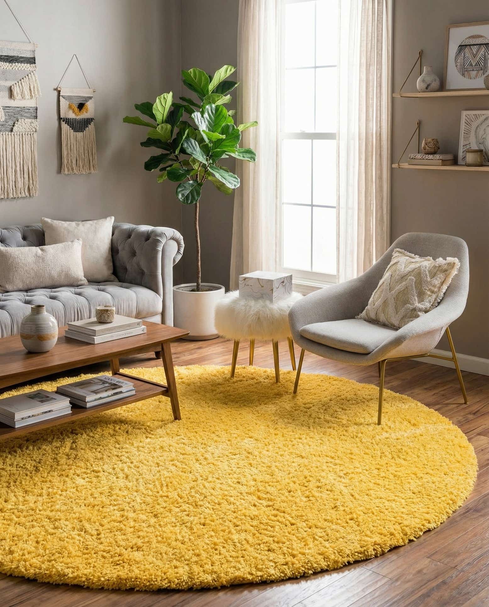 7' 10 x 7' 10 Solid Shag Round Rug