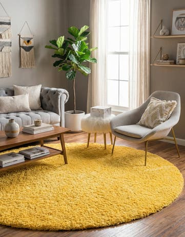 7' 10 x 7' 10 Solid Shag Round Rug