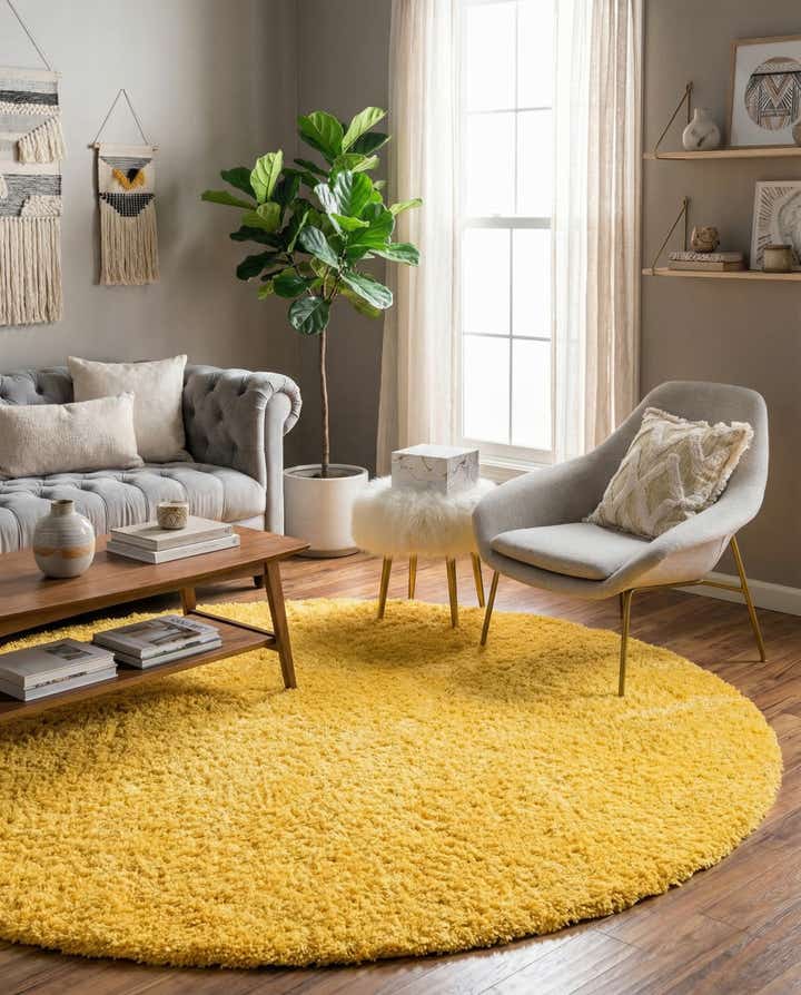 7' 10 x 7' 10 Solid Shag Round Rug
