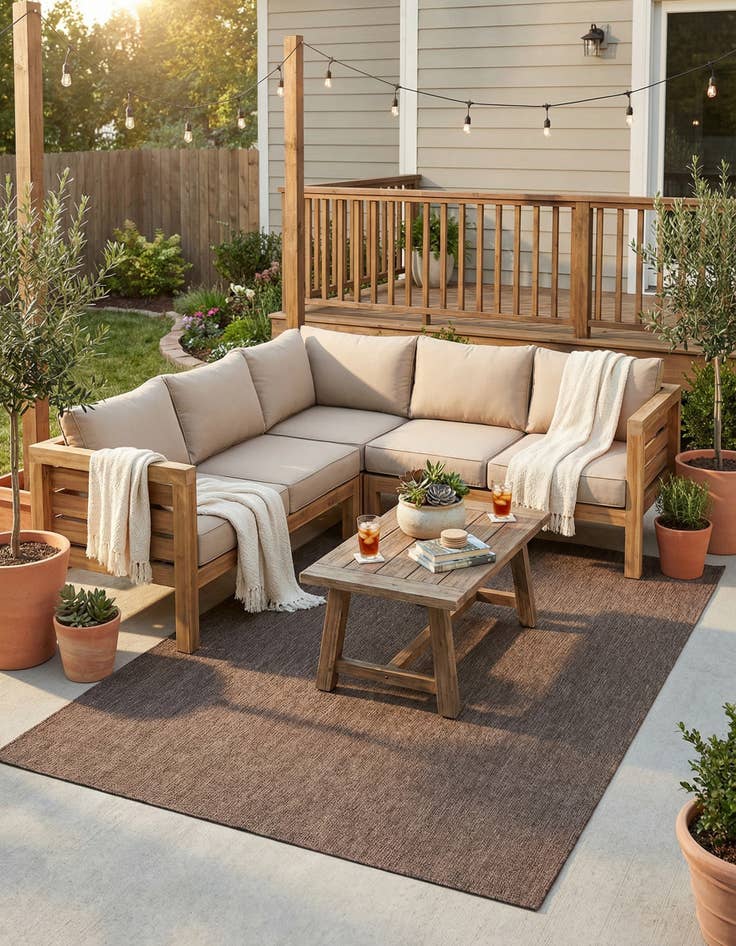 Detail image of  7' 10 x 11'  Washable Solid Indoor / Outdoor Rug