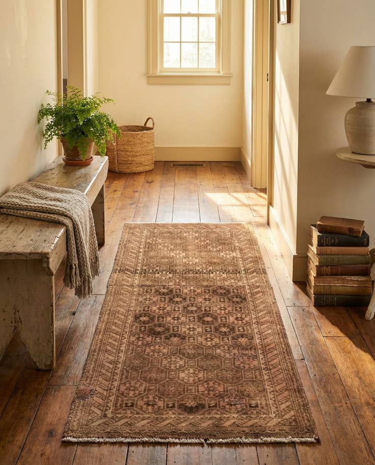 Detail image of 2' 2 x 4' 9 Hand Knotted Ultra Vintage Persian Wool Runner Rug