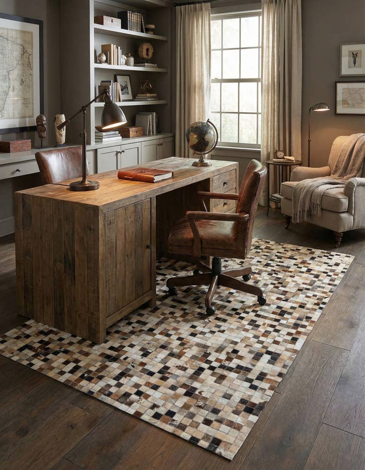 Detail image of 5' x 7' 10 Cowhide Leather Rug