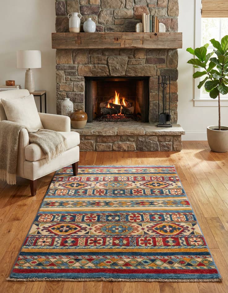 Detail image of 2' 8 x 4'  Hand Knotted Kazak Rug