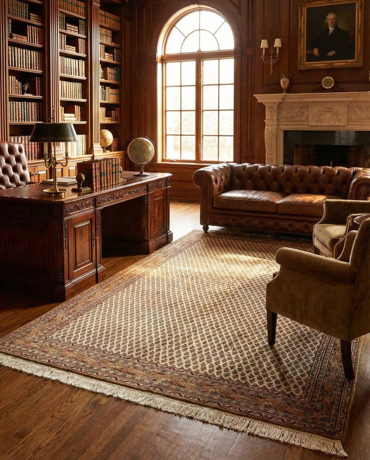 Detail image of 5' 6 x 10' 3 Hand Knotted Mir Wool Rug