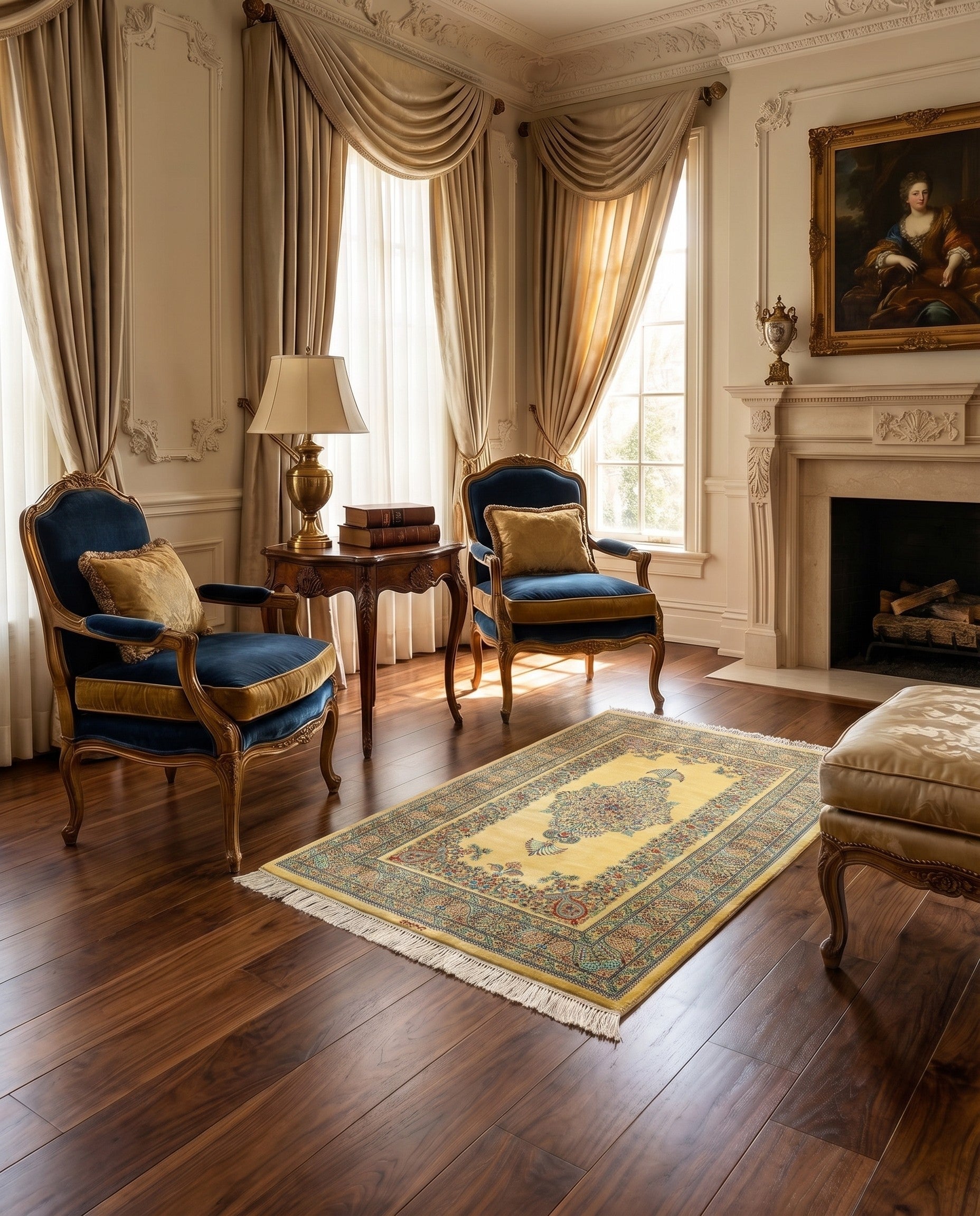 3' 4 x 4' 11 Ghom Silk Rug
