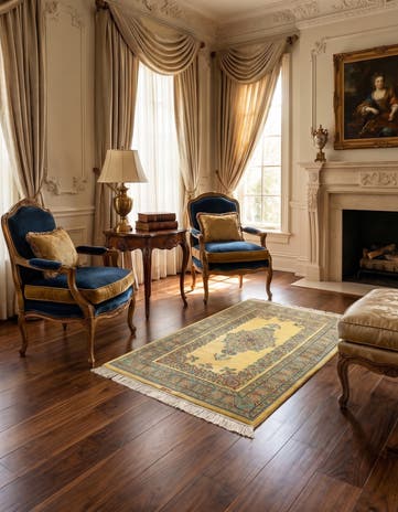 3' 4 x 4' 11 Ghom Silk Rug