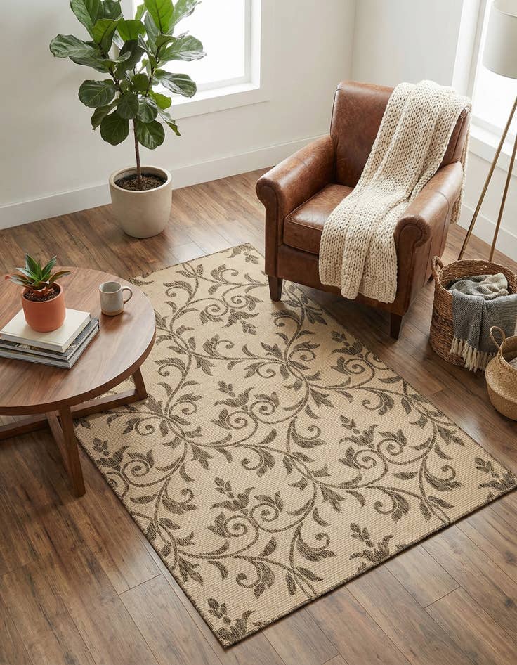 Detail image of 5' 3 x 8'  Washable Botanical Indoor / Outdoor Rug