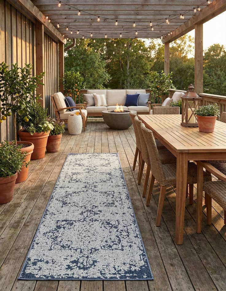 Detail image of 2' 7 x 12'  Washable Traditional Indoor / Outdoor Runner Rug