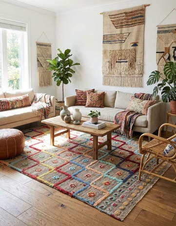 6' 9 x 7' 8 Hand Knotted Moroccan Wool Rug