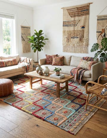 6' 9 x 7' 8 Hand Knotted Moroccan Wool Rug