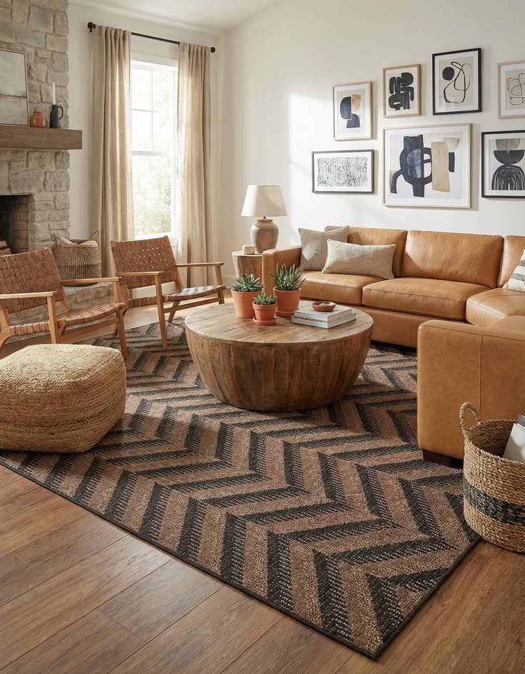 Detail image of 8' x 11' 4  Washable Modern Indoor / Outdoor Rug