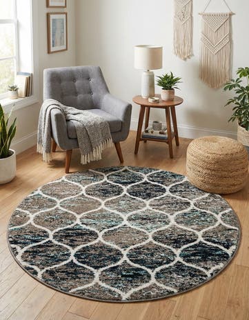 4' x 4' Lattice Frieze Round Rug