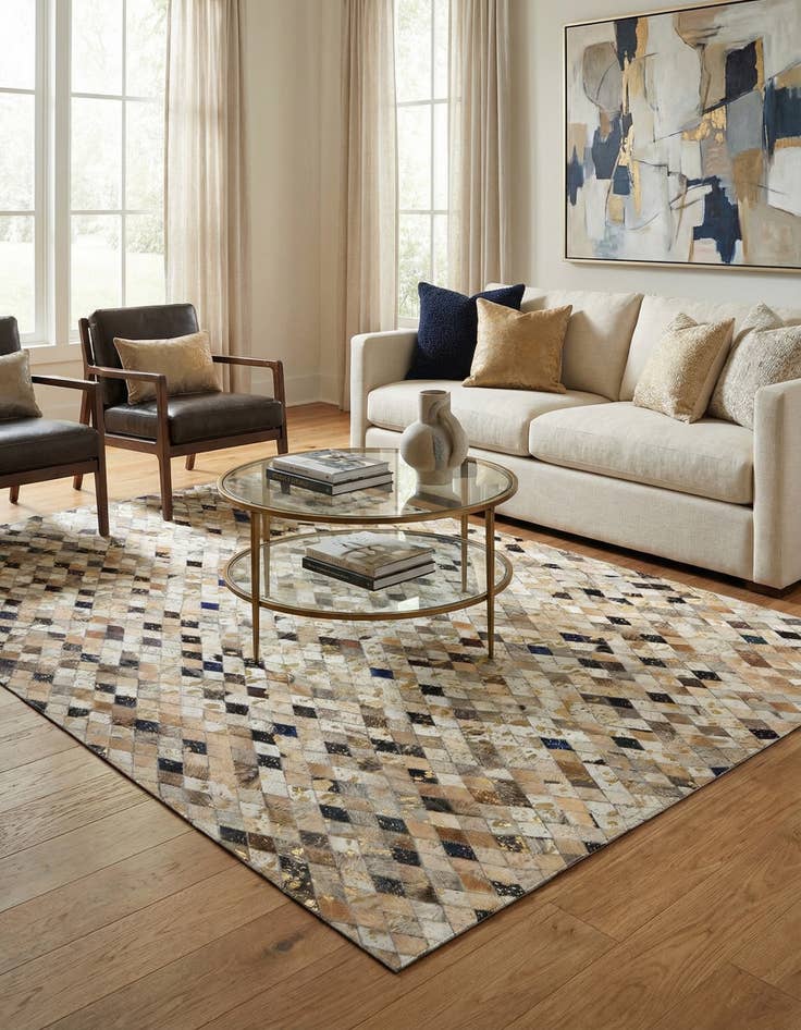 Detail image of  5' 1 x 8' 1 Cowhide - Patchwork Rug