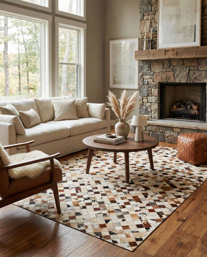 5' x 8' Cowhide Leather Rug