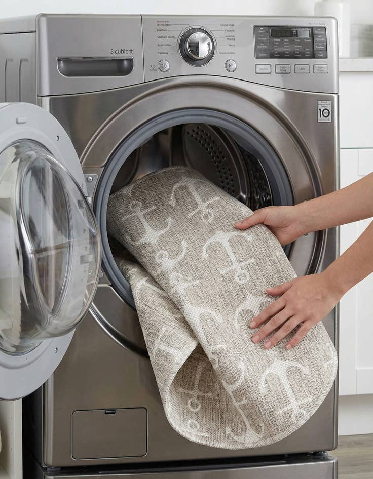 Detail image of 3' x 5' 3  Washable Coastal Indoor / Outdoor Oval Rug