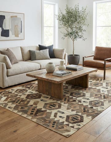 5' 3 x 6' 9 Hand Woven Kilim Modern Wool Rug