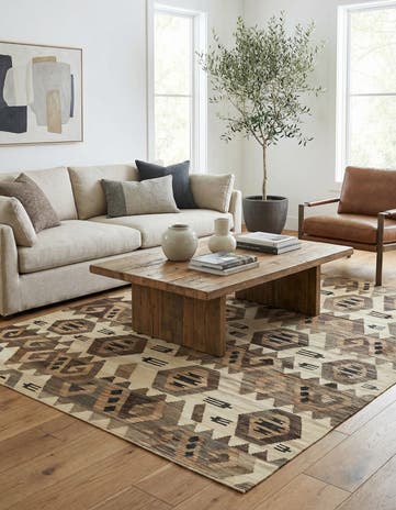 5' 3 x 6' 9 Hand Woven Kilim Modern Wool Rug
