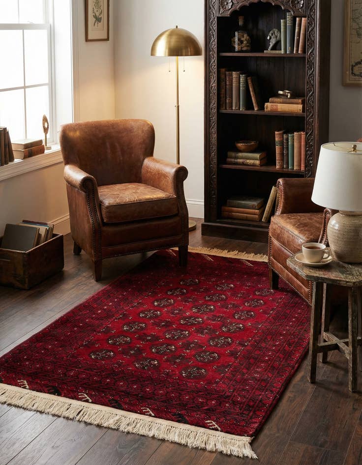 Detail image of 3' 3 x 5'  Hand Knotted Afghan Akhche Wool Rug