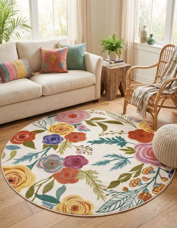 4' x 4' Blossom Round Rug