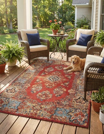 5' 3 x 8' Easy-Clean Traditional Indoor / Outdoor Rug