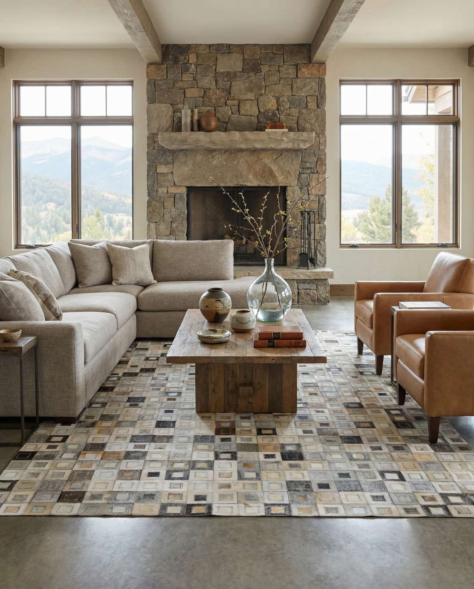 5' 2 x 8' Cowhide Leather Rug