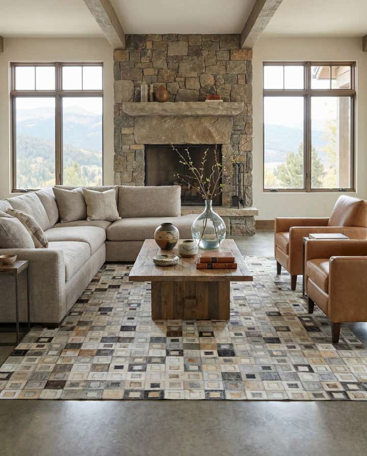 5' 2 x 8' Cowhide Leather Rug