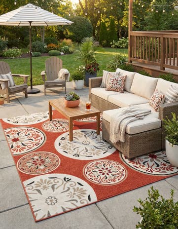 Terracotta Easy-Clean Modern Indoor / Outdoor Rug