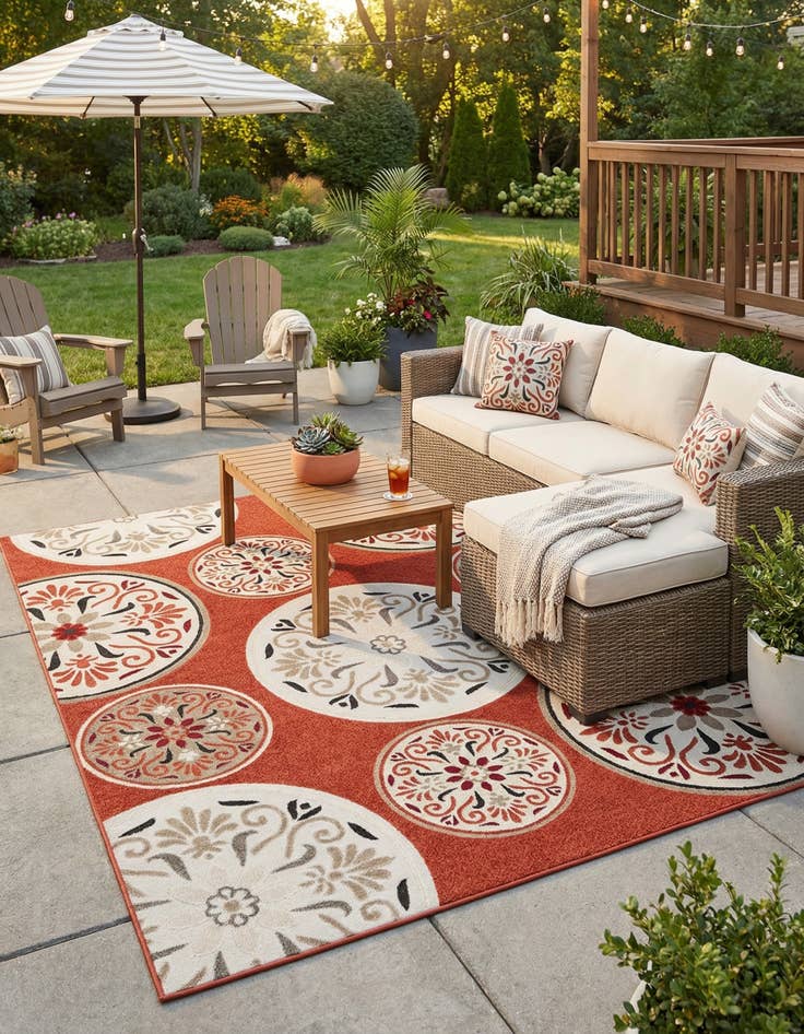 Detail image of 7' 10 x 11'  Washable Modern Indoor / Outdoor Rug