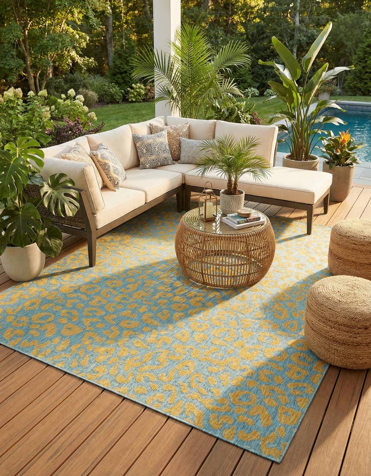 Detail image of  13' x 13'  Washable Safari Indoor / Outdoor Square Rug