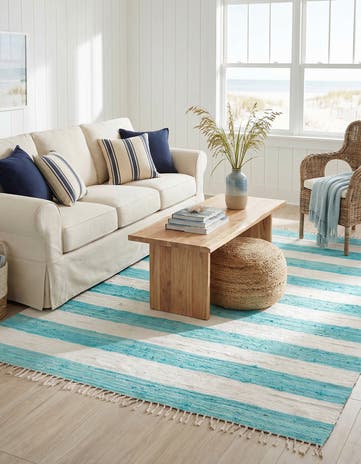 7' 10 x 10' Hand Woven Chindi Rag Rug