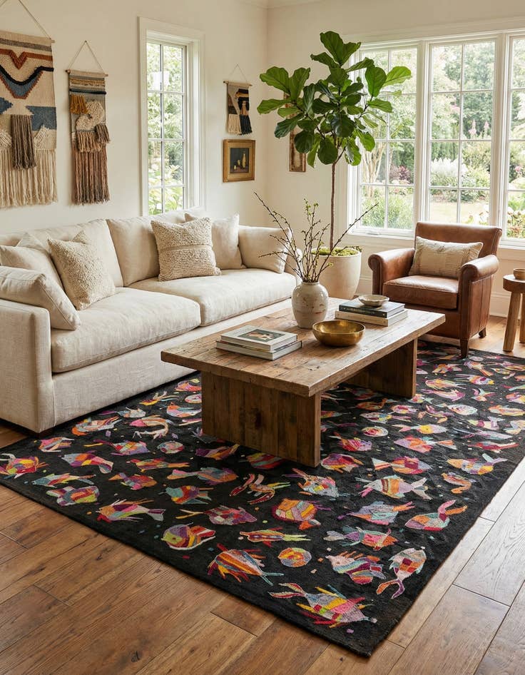 Detail image of 6' 2 x 9' 5 Kilim Wool Rug