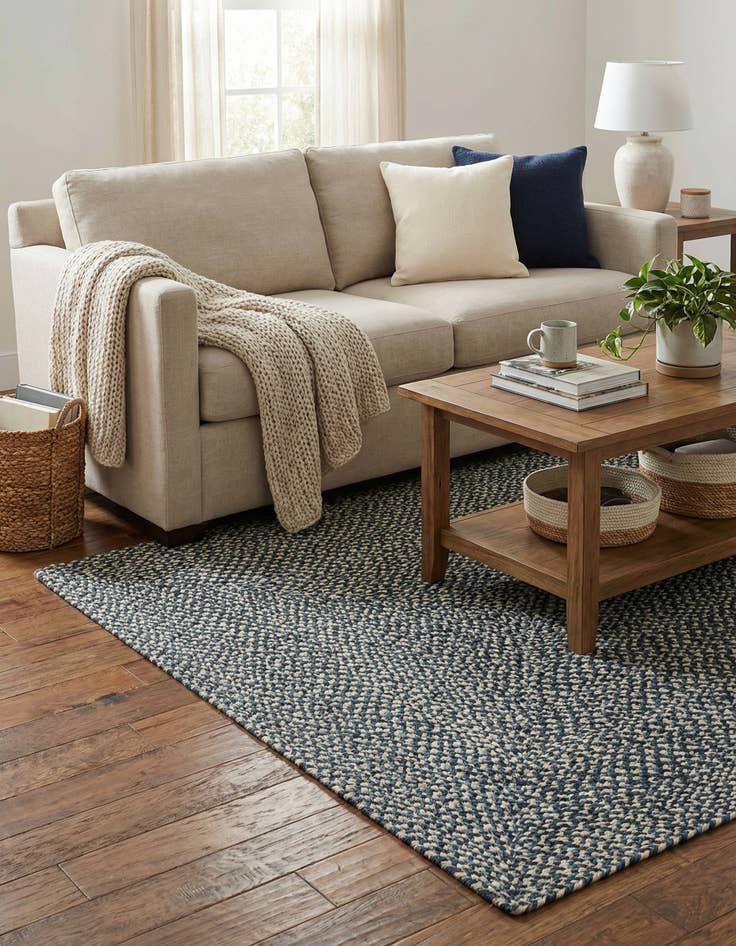 Detail image of  4' 1 x 6' 1  Hand Tweed Braided Jute Rug