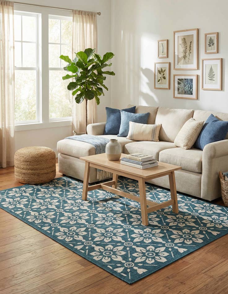 Detail image of  6' x 9'  Washable Lattice Indoor / Outdoor Rug