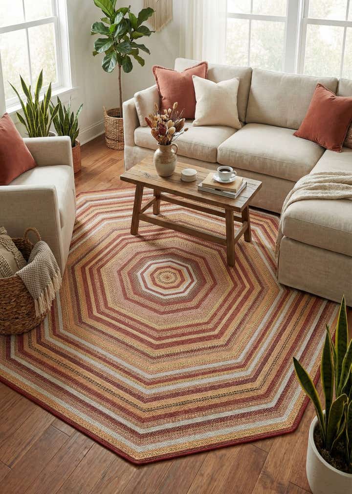 7' 10 x 7' 10 Easy-Clean Baja Indoor / Outdoor Octagon Rug