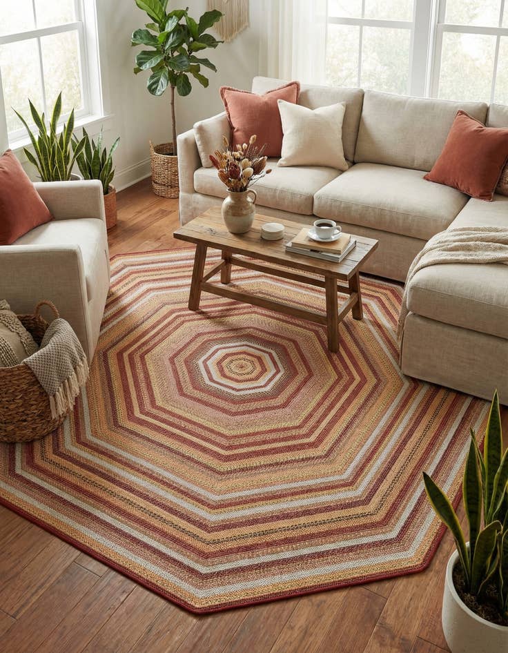 Detail image of 7' 10 x 7' 10  Washable Baja Indoor / Outdoor Octagon Rug