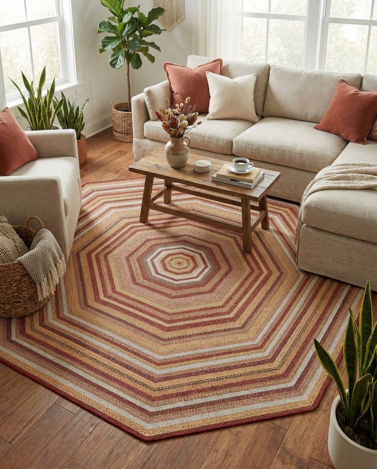 Detail image of 7' 10 x 7' 10 Easy-Clean Baja Indoor / Outdoor Octagon Rug